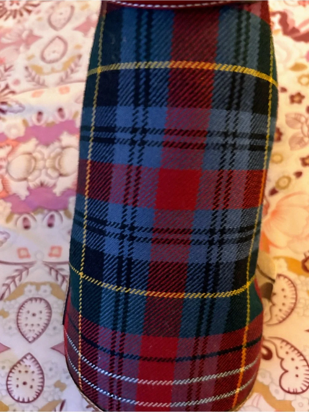 RARE Coach Signature Plaque-Pattern Dog Figure with Red Plaid Jacket